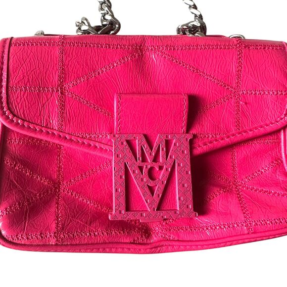 MCM Travia Quilted Shoulder Bag Pink Crushed Leather - Picture 2 of 6